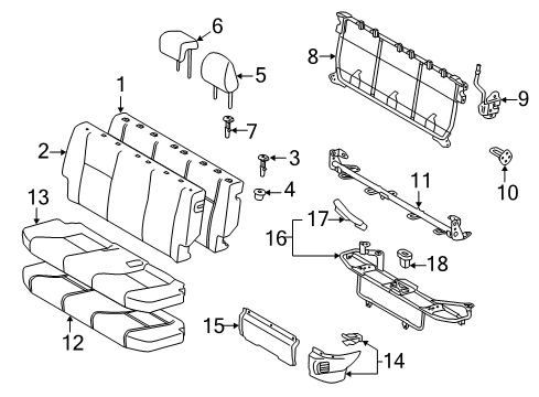 2017 Toyota Prius C Rear Seat Components Seat Back Cover Diagram for 71077-52K80-B1