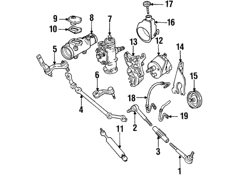 1996 Chevrolet Tahoe P/S Pump & Hoses, Steering Gear & Linkage Gear Kit - Hydraulic Steering Gear Pitman Shaft(Variabl Diagram for 7813631