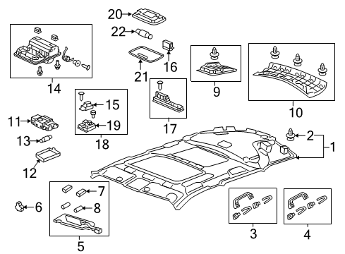 2013 Acura TSX Sunroof Switch Assembly, Sunroof & Map Light (Gray) Diagram for 35830-SWA-A53ZH