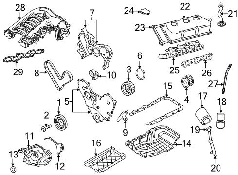 2007 Dodge Magnum Engine Parts, Mounts, Cylinder Head & Valves, Camshaft & Timing, Oil Pan, Oil Pump, Crankshaft & Bearings, Pistons, Rings & Bearings Pan-Oil Diagram for 68043599AA