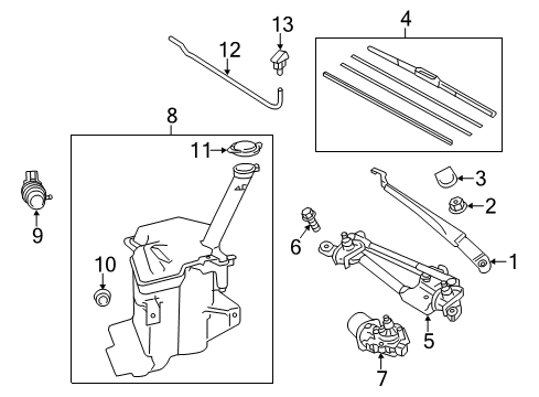 2014 Toyota Prius C Wiper & Washer Components Nozzle Diagram for 85381-52430