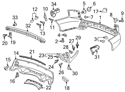 2012 Acura MDX Rear Bumper Screw, Tapping (5X20) Diagram for 90103-SDA-A00