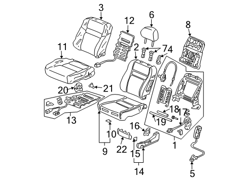 2005 Honda Accord Heated Seats Cover, R. FR. Seat Center *NH167L* (GRAPHITE BLACK) Diagram for 81115-SDB-L71ZA