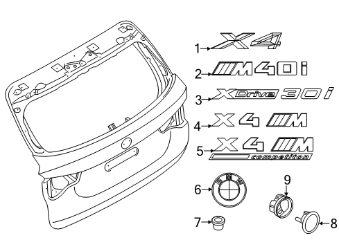 2022 BMW X4 Exterior Trim - Lift Gate Supporting Ring Diagram for 51247270728