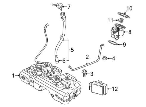 2022 BMW 228i xDrive Gran Coupe Fuel System Components PLASTIC FUEL TANK Diagram for 16119895427