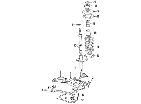 1985 BMW 735i Front Suspension Components, Lower Control Arm, Stabilizer Bar, Wheels Protection Tube Diagram for 31331117663