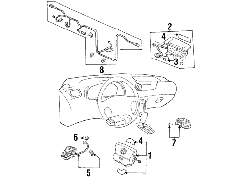 1997 Acura CL Air Bag Components SRS Unit Kit Diagram for 06772-SY8-A00