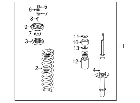 2002 Acura CL Struts & Components - Front Shock Absorber Assembly, Left Front Diagram for 51602-S3M-A03
