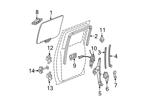 2004 Chevrolet Colorado Rear Door Glass & Hardware, Lock & Hardware Lock Diagram for 15918162