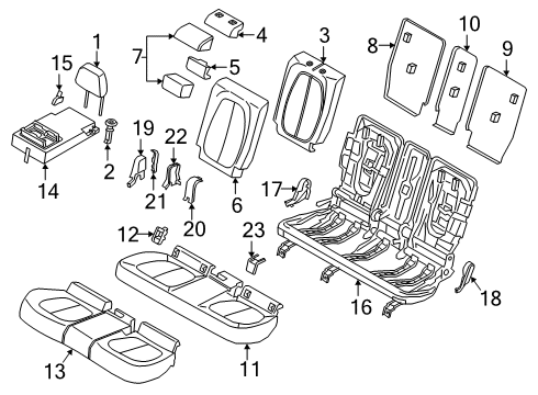 2020 BMW X2 Rear Seat Components Foam Section, Basic, Seat Diagram for 52207460903