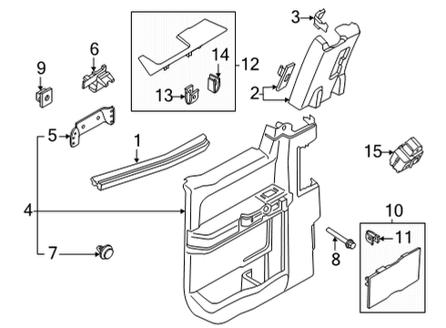 2022 Ford F-150 Interior Trim - Rear Door Door Trim Panel Clip Diagram for FL3Z-18310A90-B