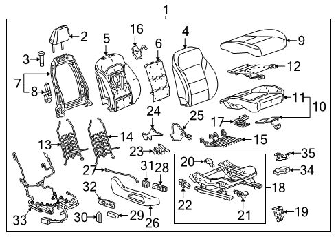 2016 Chevrolet Malibu Passenger Seat Components Lumbar Switch Diagram for 84470369