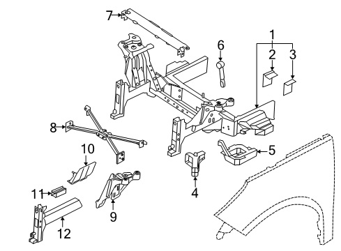2016 BMW i3 Structural Components & Rails Repair Element, Wheel Arch, Front Left Diagram for 39206865179