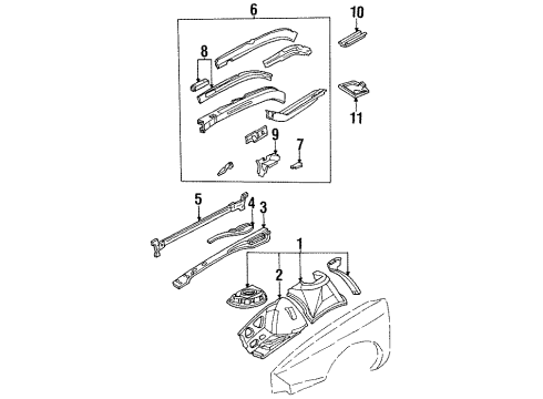 1995 Pontiac Bonneville Structural Components & Rails Tray Asm-Battery Diagram for 25660322