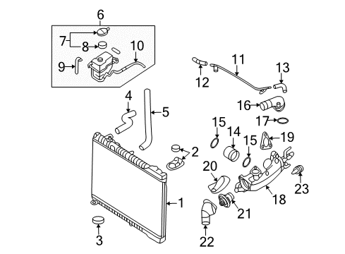 2007 Kia Sedona Radiator & Components Reservoir Tank Assembly Diagram for 25430-4D600