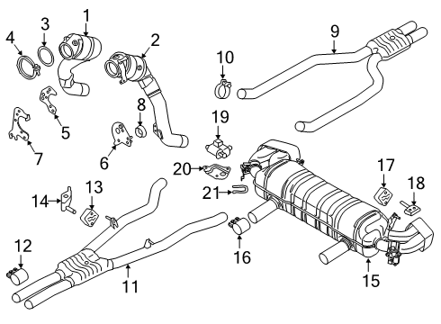 2021 BMW M550i xDrive Exhaust Components Holder Catalytic Converter Near Engine Diagram for 18328671520