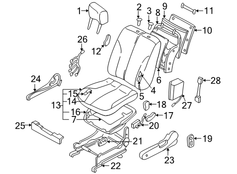 2003 Infiniti I35 Power Seats Pad-Front Seat Cushion Diagram for 87361-5Y870