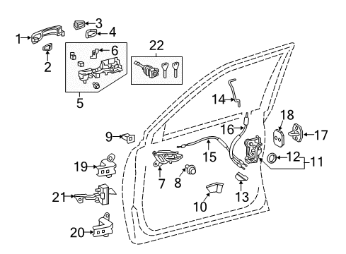 2020 Lexus LX570 Front Door Front Door Outside Handle Frame Sub-Assembly, Left Diagram for 69202-60050