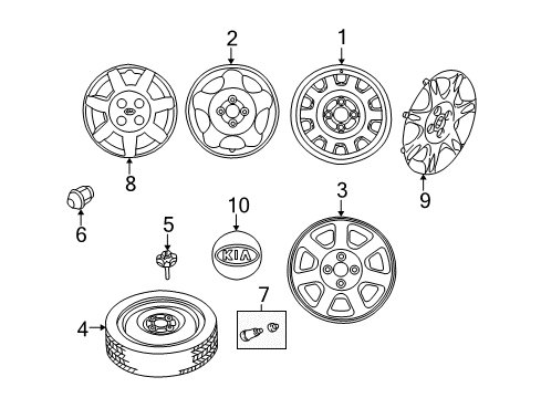 2004 Kia Spectra Wheels, Covers & Trim Wheel Hub Cap Cover Diagram for 0K2N137170