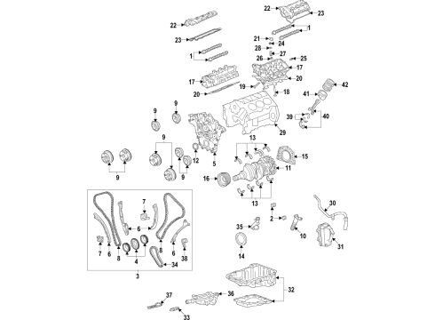 2020 Cadillac XT6 Engine Parts, Mounts, Cylinder Head & Valves, Camshaft & Timing, Variable Valve Timing, Oil Cooler, Oil Pan, Oil Pump, Crankshaft & Bearings, Pistons, Rings & Bearings Valve Cover Diagram for 12690195