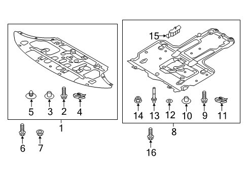 2018 Genesis G90 Radiator Support - Under Cover & Splash Shields Clip Undercover MTG Diagram for 84219B1100