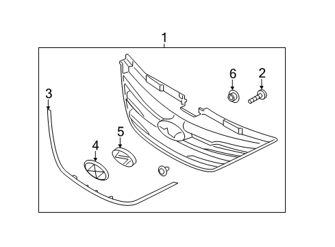 2014 Hyundai Sonata Grille & Components Radiator Grille Assembly Diagram for 86350-3Q700