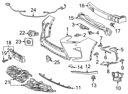 2018 Lexus RX350 Front Bumper Front Bumper Extension Mounting Bracket Diagram for 52114-0E100