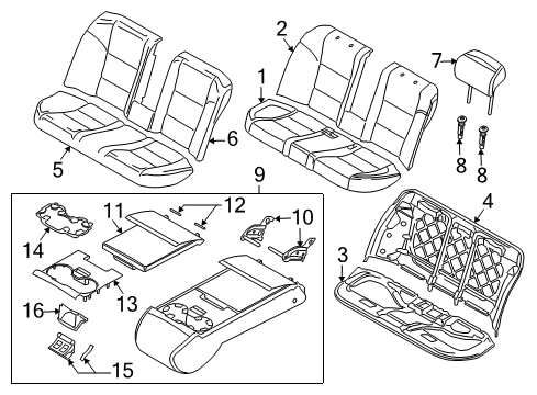 2007 BMW M5 Rear Seat Components Cover, Armrest Basis High Leather Diagram for 52207135837