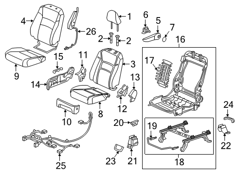 2022 Honda Ridgeline Passenger Seat Components Pad Complete Right, Front Cushion Diagram for 81137-T6Z-A02