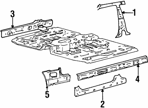 1999 Hyundai Accent Center Pillar & Rocker Panel Assembly-Side Sill Inner, RH Diagram for 65180-22000