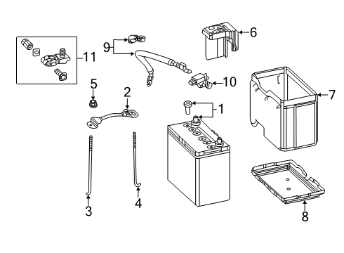 2020 Honda Clarity Battery Box, Battery Diagram for 31521-T3V-A00