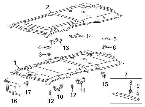 2020 Ford Expedition Interior Trim - Roof Rear Bracket Diagram for JL1Z-7829019-A