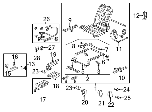 2009 Honda Pilot Tracks & Components Cap, FR. Seat Foot (Inner) *NH167L* (RR) (GRAPHITE BLACK) Diagram for 81108-SZA-A01ZB