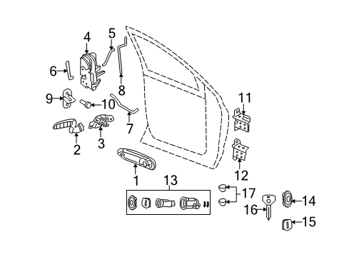 2007 Dodge Ram 3500 Keyless Entry Components Cylinder Lock-Door Lock Diagram for 5073357AA