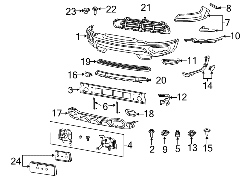 2022 Ram 1500 Bumper & Components - Front Nut Diagram for 68365080AA