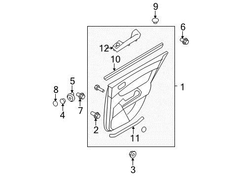 2010 Hyundai Sonata Interior Trim - Rear Door Panel Complete-Rear Door Trim, RH Diagram for 83302-3K580-HZ