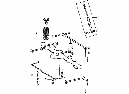 1988 Toyota Van Rear Suspension Components, Lower Control Arm, Upper Control Arm, Stabilizer Bar Leaf Spring Diagram for 48220-28110