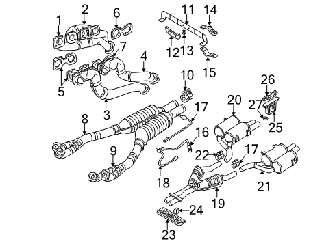 2003 BMW M5 Powertrain Control Pipe Clamp Diagram for 18301407091