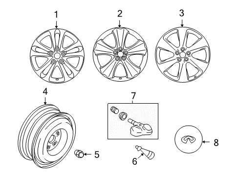 2016 Infiniti QX70 Wheels, Covers & Trim Aluminum Wheel Diagram for D0C00-6WY6A