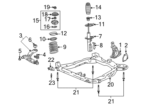 2007 Saturn Ion Front Suspension Components, Lower Control Arm, Stabilizer Bar Lower Control Arm Diagram for 25984680