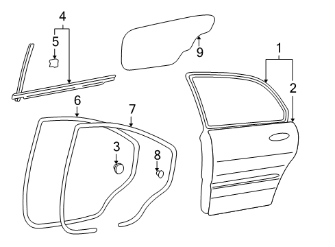 2006 Kia Optima Rear Door Seal-Rear Door Trim LH Diagram for 83391-38010