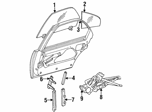 1997 Chrysler LHS Front Door WEATHERSTRIP-Rear Door Flush Glass Diagram for 4780418