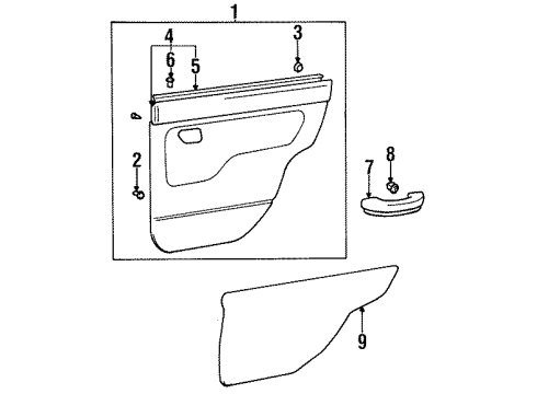 1998 Hyundai Accent Interior Trim - Rear Door Rear Door Armrest Assembly, Left Diagram for 83710-22010-LG