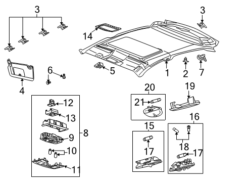 2009 Ford Focus Sunroof Dome Lamp Assembly Diagram for YS4Z-13776-BA