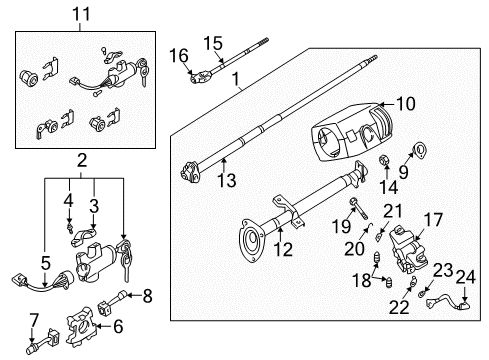 1999 Nissan Frontier Steering Column & Wheel, Steering Gear & Linkage, Housing & Components, Shaft & Internal Components, Shroud, Switches & Levers Column Steering ABSORBER Diagram for 48805-3S602