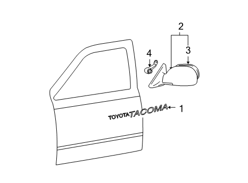 2000 Toyota Tacoma Outside Mirrors, Exterior Trim Knob Diagram for 87918-04010