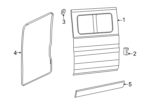 2017 Ram ProMaster 1500 Side Loading Door & Components, Exterior Trim Door-Sliding Diagram for 68249724AB