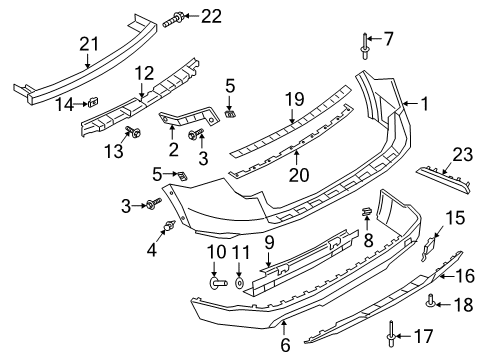 2020 Ford Explorer Rear Bumper Reflector Diagram for LB5Z-13A565-A