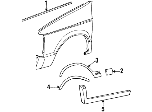 1993 Dodge Caravan Exterior Trim - Fender Molding A-Assembly - Fender Outside Rear Diagram for JF11MSX