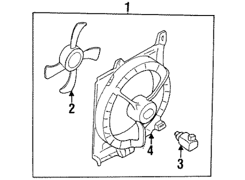 1996 Nissan 200SX Cooling System, Radiator, Water Pump, Cooling Fan Motor & Fan Assy-With Shroud Diagram for 21481-4B200